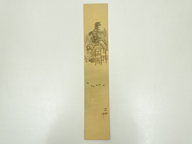 JAPANESE ART / TANZAKU HAND PAINTED / SHRINE 